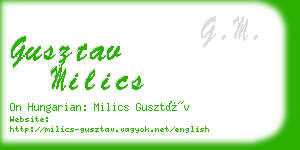 gusztav milics business card